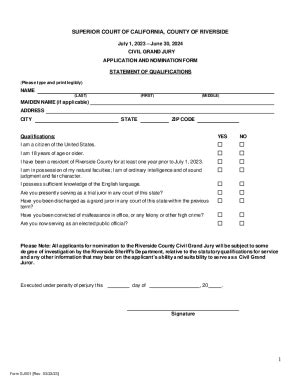 Fillable Online Riverside Courts Ca Civil Grand Jury Fax Email Print