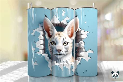 Serval 3D Cracked Hole Tumbler Wrap 2 Graphic By Pandastic Creative