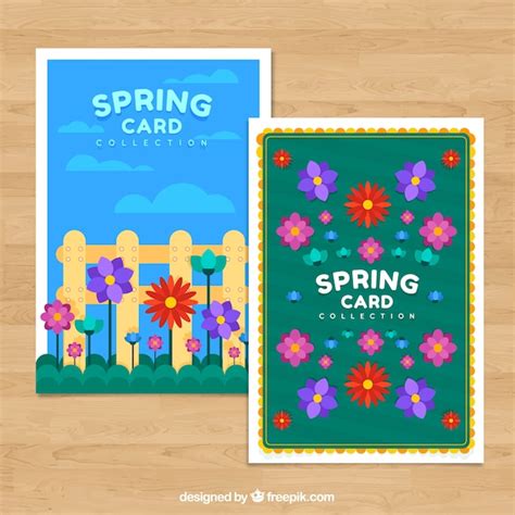 Collection De Cartes Printemps Plat Vecteur Gratuite