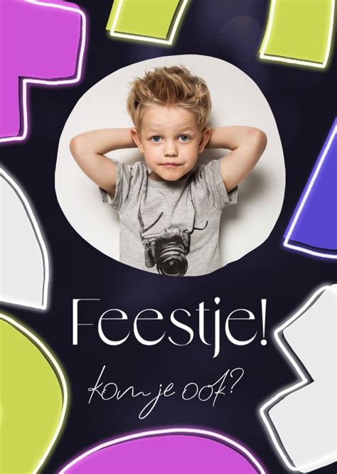 Stoere Uitnodiging Kinderfeestje Met Abstracte Kaartje Go