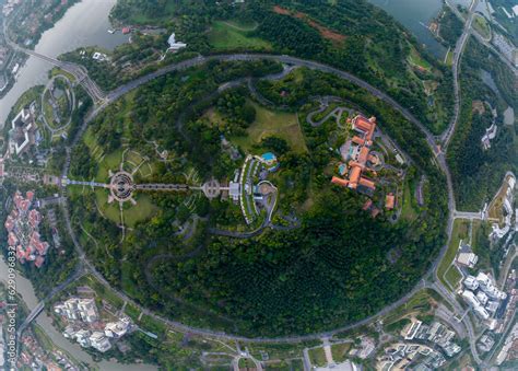 Aerial view of The Putrajaya Roundabout. The largest roundabout in the ...