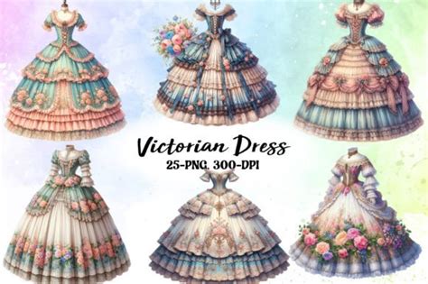 Victorian Dress Watercolor Clipart Graphic By Creative Home · Creative