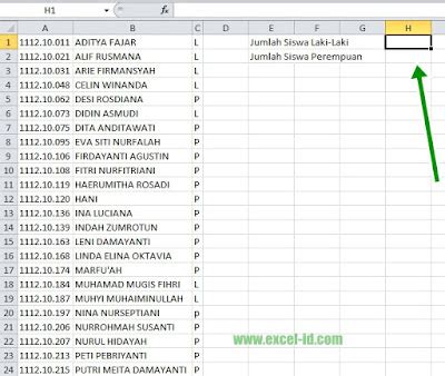 Cara Menghitung Jumlah Laki Laki Dan Perempuan Cara Menulis Rumus Excel