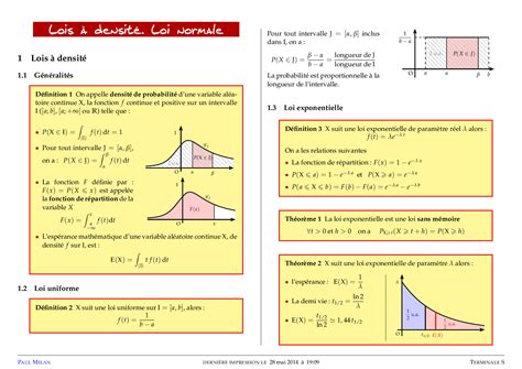 Lois à densité Loi normale Fiche résumé AlloSchool