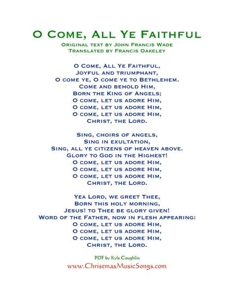 O Come All Ye Faithful Lyrics Christmas Lyrics Christmas Songs