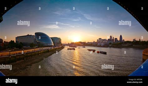 Panoramic view of London skyline from Tower Bridge Stock Photo - Alamy