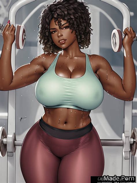 Porn Image Of Sweat Tank Top Yoga Pants Curly Hair Short Thick Angry