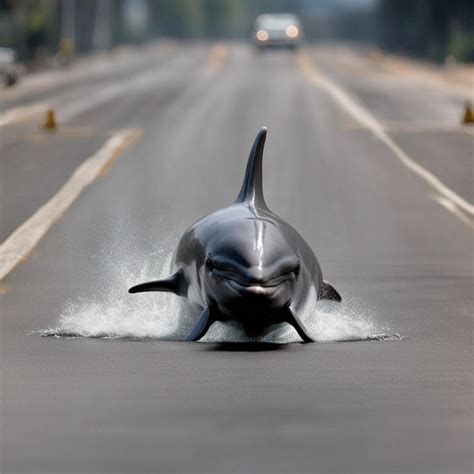 Premium AI Image | Beautiful dolphin in road ai generated