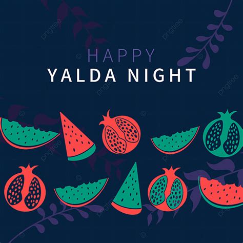 Yalda Night Red Pomegranate And Green Watermelon Illustration Green