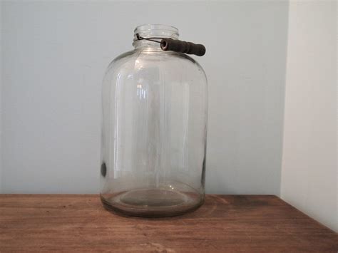 Reserved For Annajw7415 Vintage Glass Jug With Wooden Handle