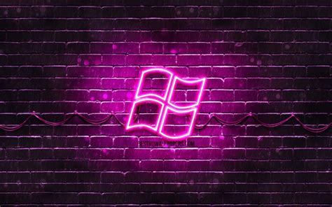 Download wallpapers Windows purple logo, 4k, purple brickwall, Windows ...