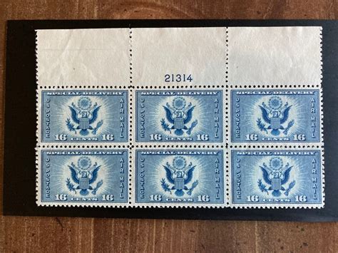 Us Air Mail Special Delivery Ce Plate Block Grelly Usa