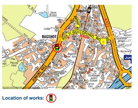 Traffic Light Refurbishment Work A30 London Road Bagshot Windlesham