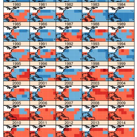 Yearly Mean Sst Anomalies Mean Sst Values Are Calculated Over The