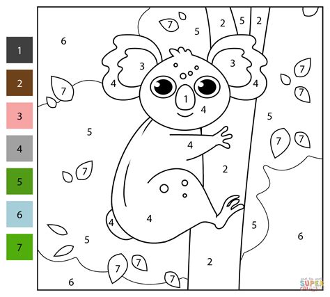 Koala Color by Number | Free Printable Coloring Pages