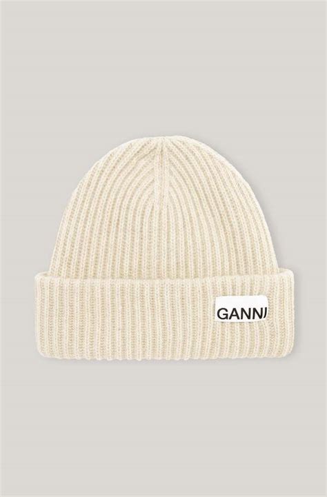 Ganni Rib Knit Beanie Brazilian Sand Garmentory