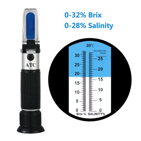 Handheld Portable 2 In 1 Brix And Salinity Refractometer 0 32brix0 28