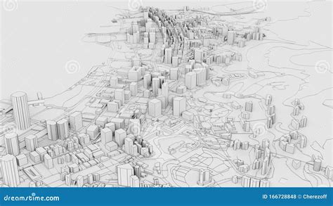 3d White City Model Outline 3d Illustration Video Stock Footage