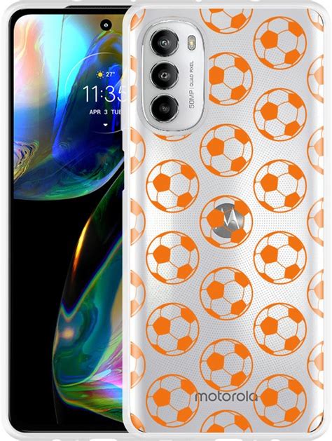 Cazy Hoesje Geschikt Voor Motorola Moto G82 Orange Soccer Balls Bol