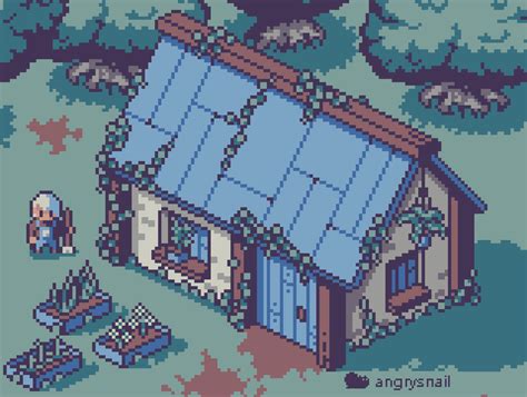 Isometric Pixelart House Pixel Art Landscape Pixel Art Tutorial Pixel Art Design