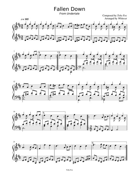 Fallen Down From Undertale Sheet Music For Piano Download Free In Pdf Or Midi