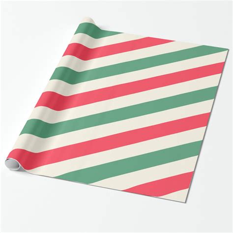 White Green And Red Stripes Christmas Wrapping Wrapping Paper Zazzle