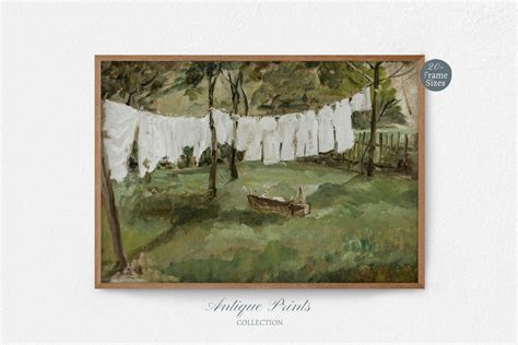 Laundry Room Vintage Wall Art Countryside Painting Antique - Etsy