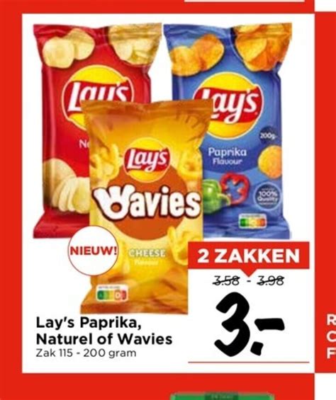 Lay S Paprika Naturel Of Wavies Zak 115 200 Gram Aanbieding Bij Vomar