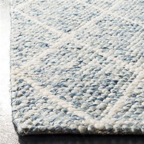 Union Rustic Beeson Geometric Handmade Flatweave Ivory Blue Area Rug