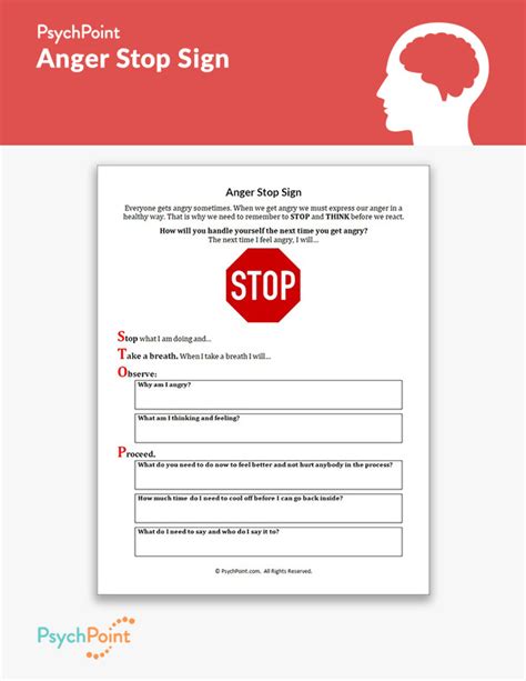 Anger Stop Sign Worksheet | PsychPoint