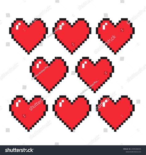 Pixel Art Love Hearth Set Isolated Royalty Free Stock Photo