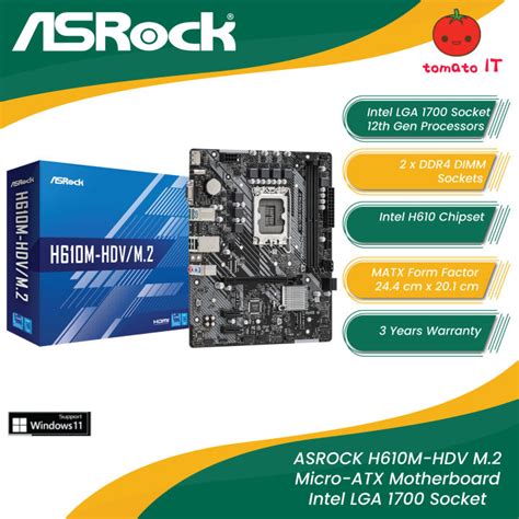 ASROCK H610M HDV M 2 Micro ATX Motherboard Intel LGA 1700 Socket Bundle