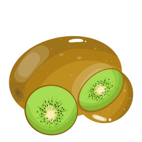 Free Kiwi Fruit Illustration Design Half And Slice Png With