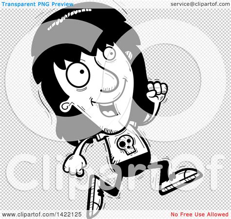 Clipart Of A Cartoon Black And White Lineart Doodled Metal Head Guy