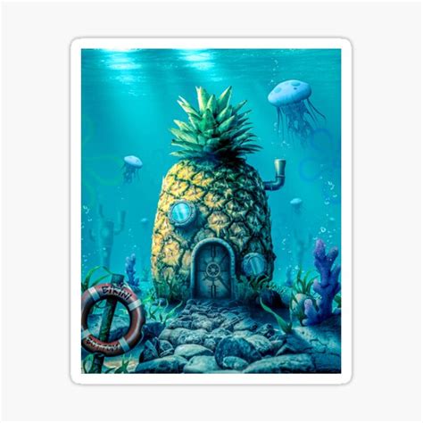 The Real Home Of Spongebob In Bikini Bottom Artwork Sticker For Sale By Fan Art Studio Redbubble