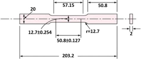 Dimensions And Shape Of The Tensile Specimens Download Scientific Diagram