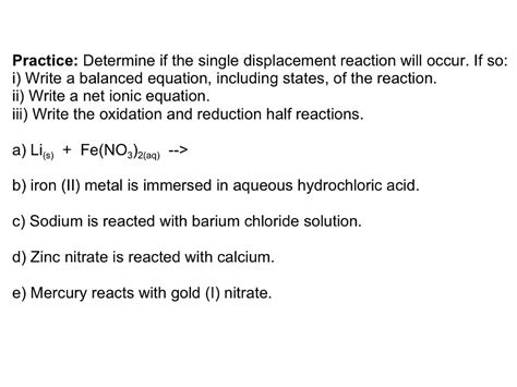 Single Replacement Reactions Science Showme