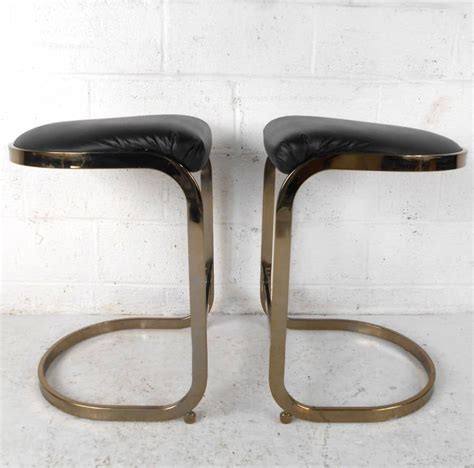 Pair Unique Mid Century Modern Style Designer Cantilever Stools At 1stdibs