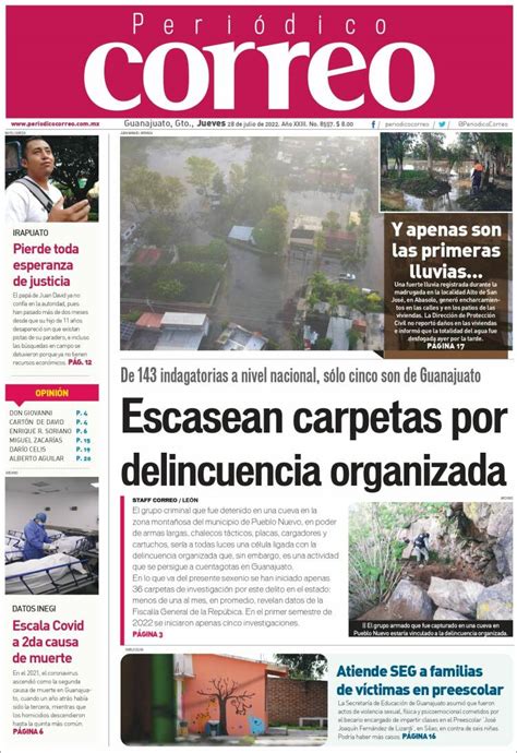 Periódico Correo El Diario Del Estado De Guanajuato México Periódicos De México Toda La