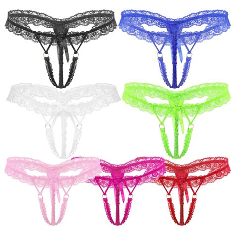 Men Sexy Lace Sissy Thong Crotchless G String T Back Panties Lingerie Underwear Picclick Uk