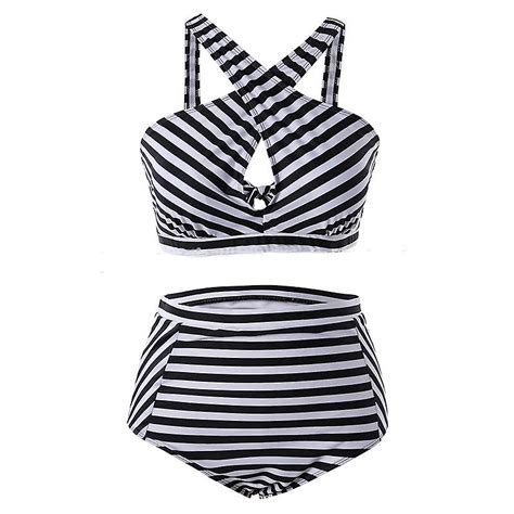 Kvinnor Plus Size Bikini Hög Midja Push Up Vadderade Badkläder