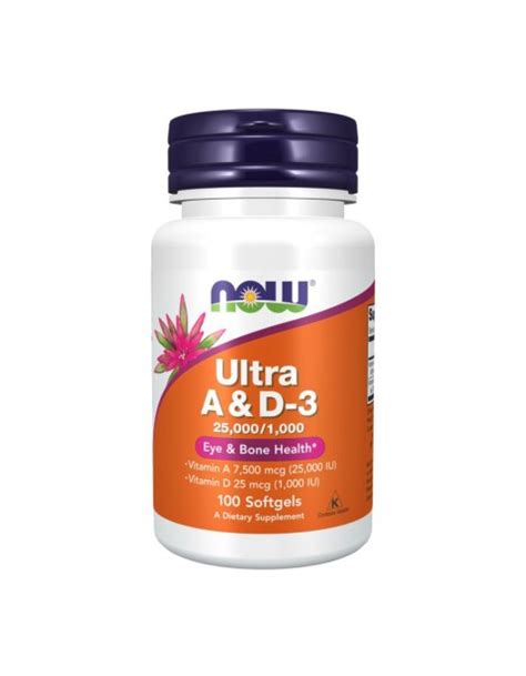 Витамин А-Д NOW Ultra A & D-3 25000/1000 IU 100 таблеток | Aresport.by