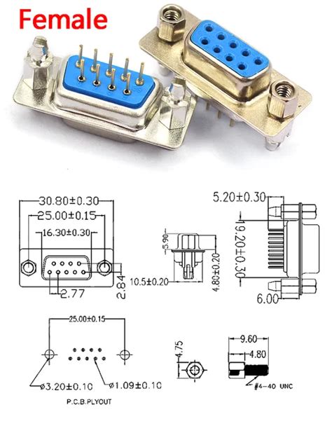 10Db Dp9 9 Csap Hím/Anya Kék Egyenes Db9 D-Sub Pcb Mount Rs232 Soros ...