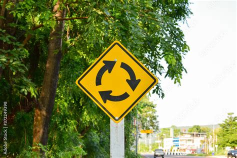 Traffic sign roundabout, Traffic sign roundabout from Thailand country ...