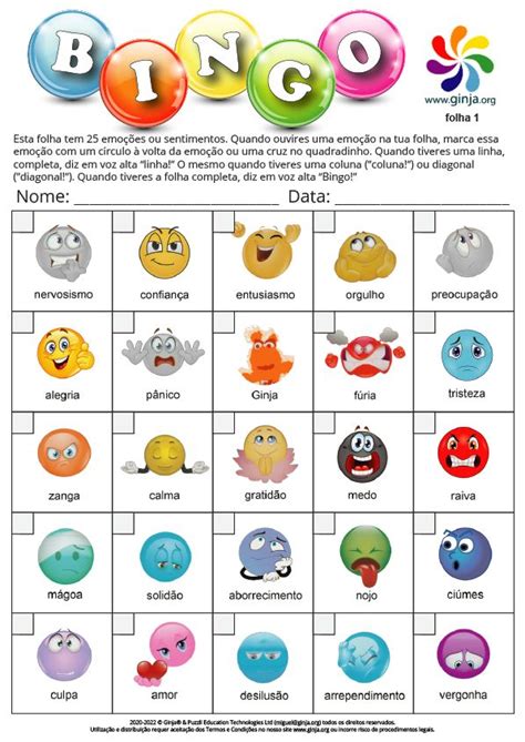 Bingo Das Emo Es Divertida Mente Em Pdf Para Imprimir Explore A