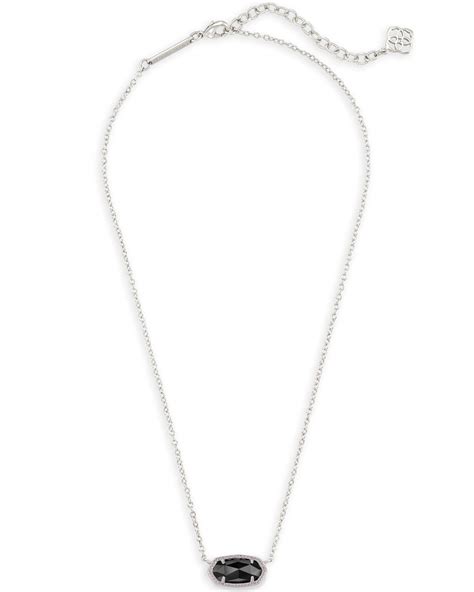 Elisa Silver Pendant Necklace in Black Opaque Glass | Kendra Scott