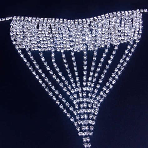 Sexy Sparkling Crystal Body Chain Bikini Underpants Heart Rhinestone Thong Underwear Alibaba