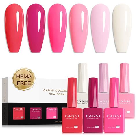 Amazon CANNI Pink Gel Nail Polish Set Colors Hot Light Pink Magenta Soak Off UV LED