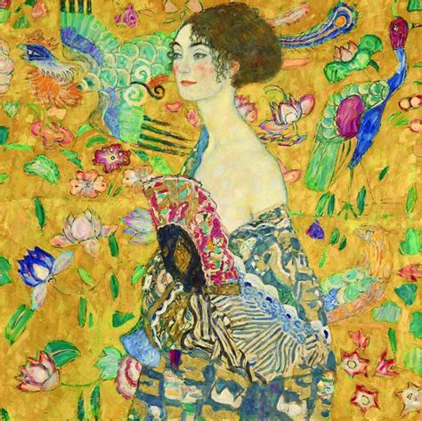 Dame mit Fächer Gustav Klimt Gold digital veredelt ArtFrame