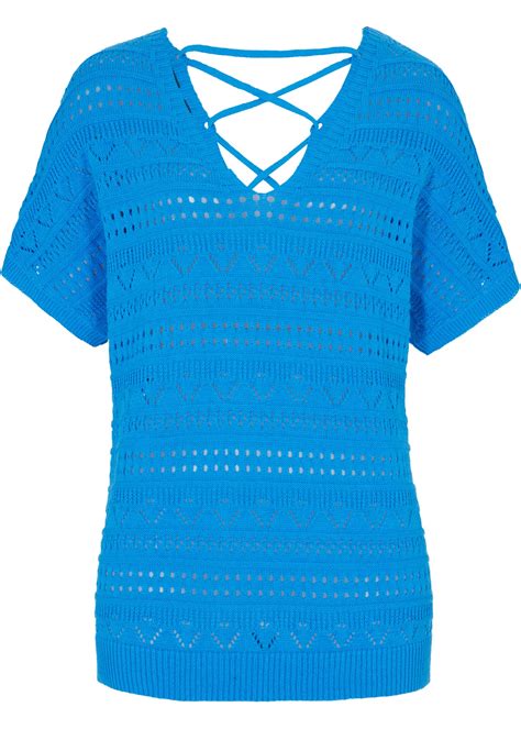 Sommerlicher Ajour Pullover Meeresblau